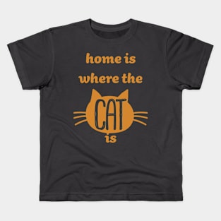 Home is Where the Cat is Cute Cat Face Design Kids T-Shirt